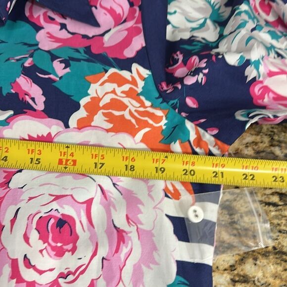 Isabel Floral Striped Cotton Women's Button Down Shirt Size L - Picture 7 of 10